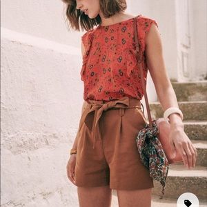 Sézane Lucas Linen Cotton Short in Khaki